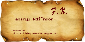Fabinyi Nándor névjegykártya